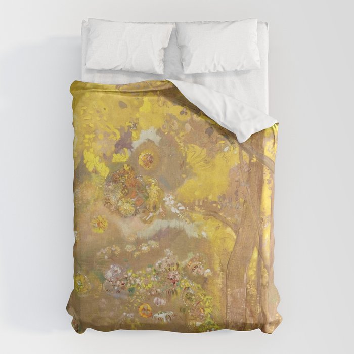 Odilon Redon "Trees on a yellow Background" Duvet Cover Gallery Image 6