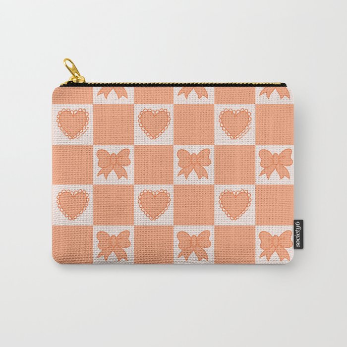 Orange Bow Checkered Print Carry All Pouch Gallery Image 1