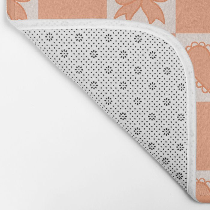 Orange Bow Checkered Print Bath Mat Gallery Image 2