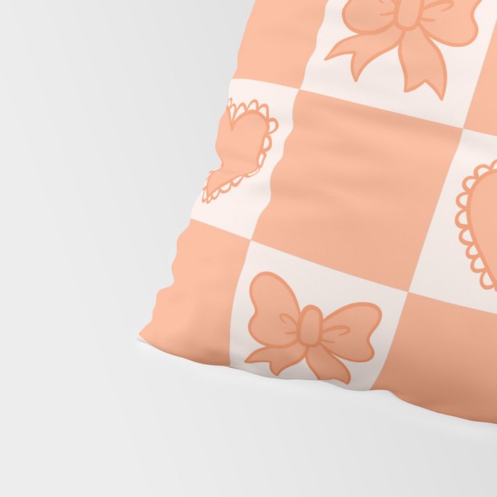 Orange Bow Checkered Print Pillow Sham Gallery Image 4