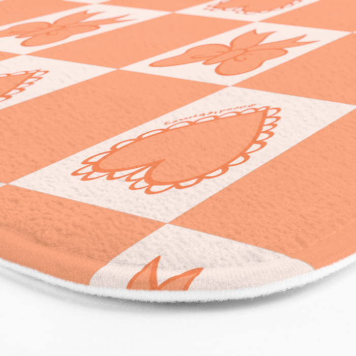 Orange Bow Checkered Print Bath Mat Gallery Image 3