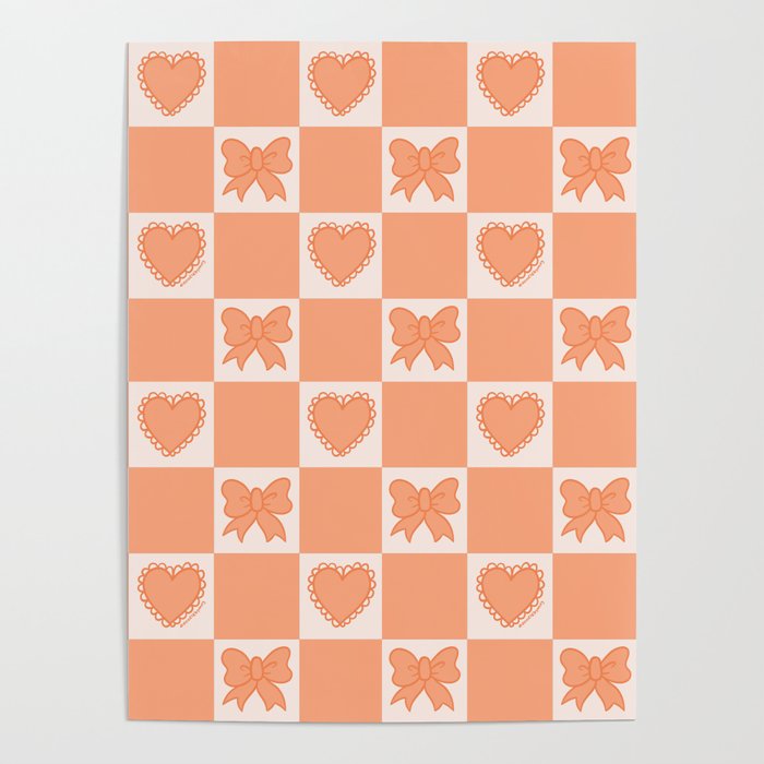 Orange Bow Checkered Print Poster Gallery Image 4