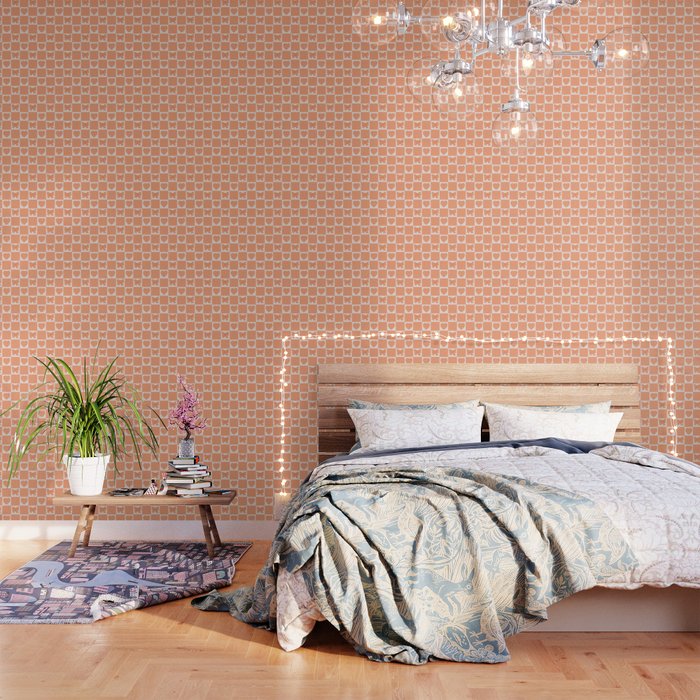Orange Bow Checkered Print Wallpaper Gallery Image 1