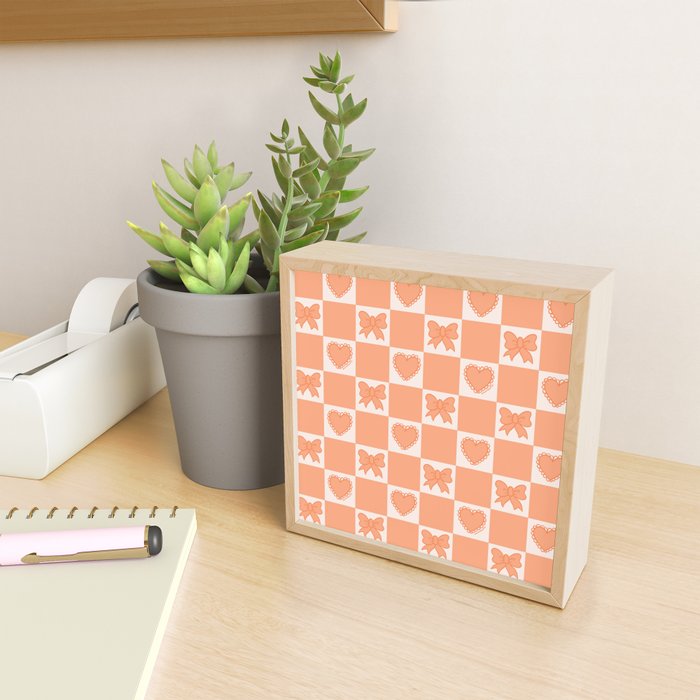 Orange Bow Checkered Print Mini Art Print Gallery Image 2