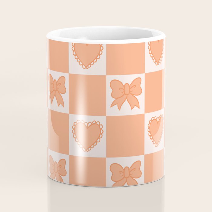 Orange Bow Checkered Print Coffee Mug Gallery Image 4