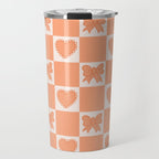 Orange Bow Checkered Print Travel Mug Gallery Image 1