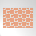Orange Bow Checkered Print Welcome Mat Gallery Image 1