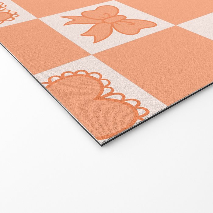 Orange Bow Checkered Print Welcome Mat Gallery Image 2