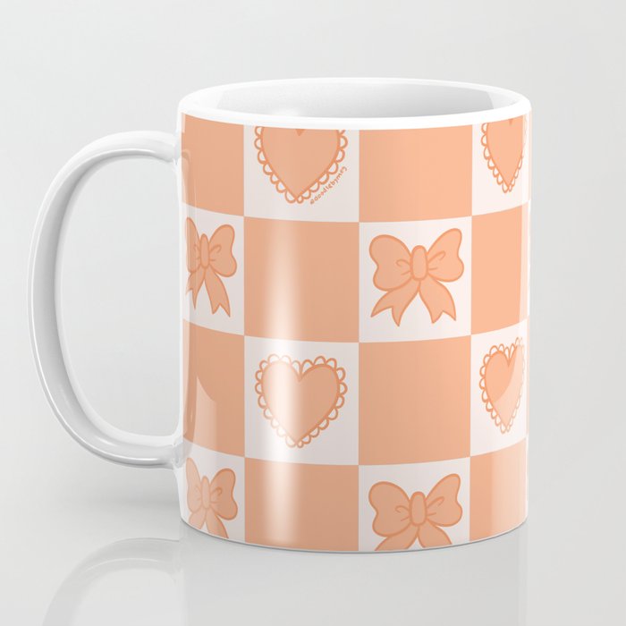 Orange Bow Checkered Print Coffee Mug Gallery Image 3