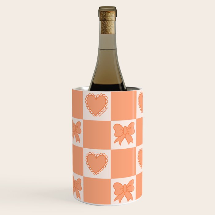 Orange Bow Checkered Print Wine Chiller Gallery Image 3