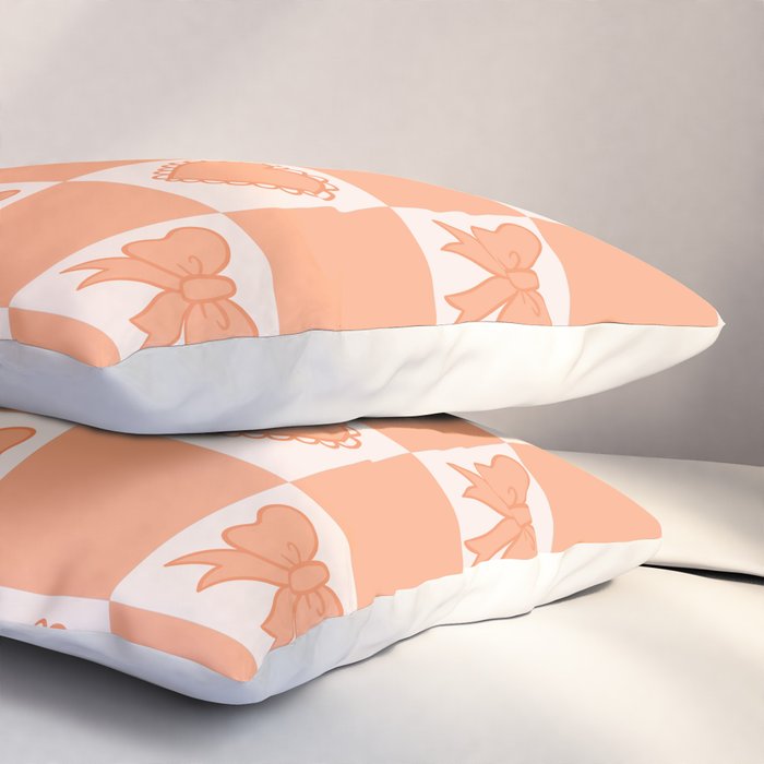 Orange Bow Checkered Print Pillow Sham Gallery Image 3