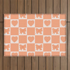 Orange Bow Checkered Print Outdoor Rug Gallery Image 1