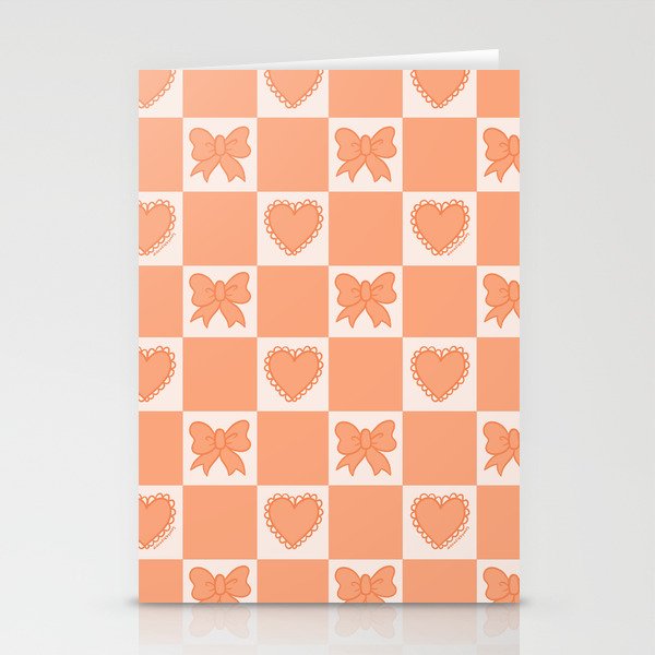 Orange Bow Checkered Print Stationery Card Gallery Image 2