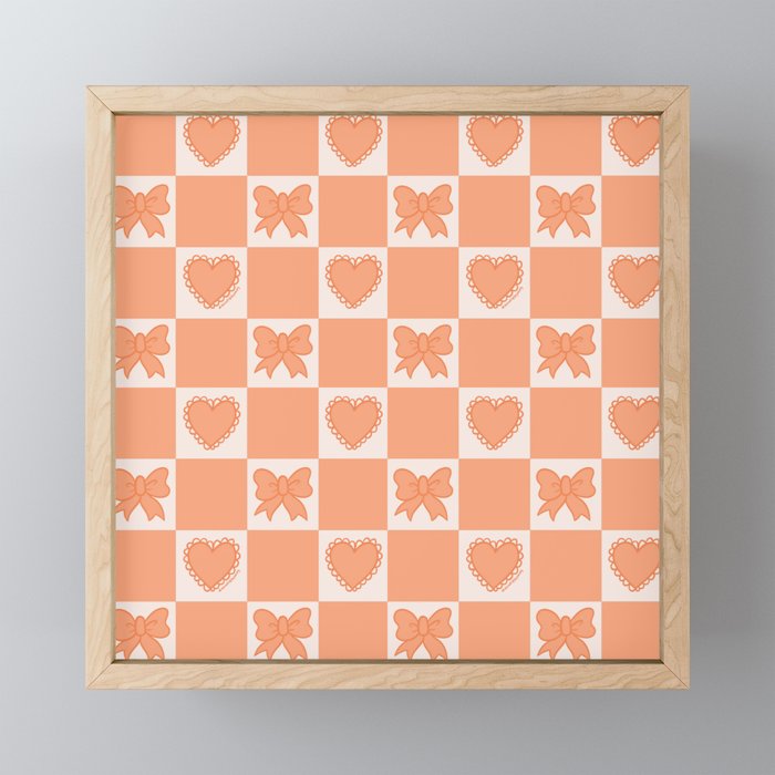 Orange Bow Checkered Print Mini Art Print Gallery Image 1