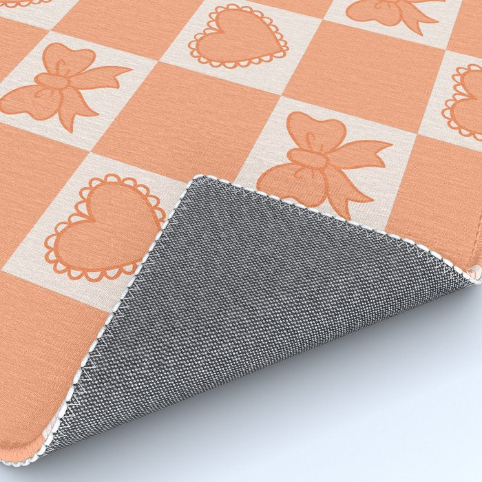 Orange Bow Checkered Print Rug Gallery Image 4