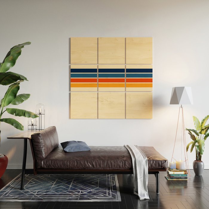 Mitsunari - Classic Retro Stripes Wood Wall Art Gallery Image 2