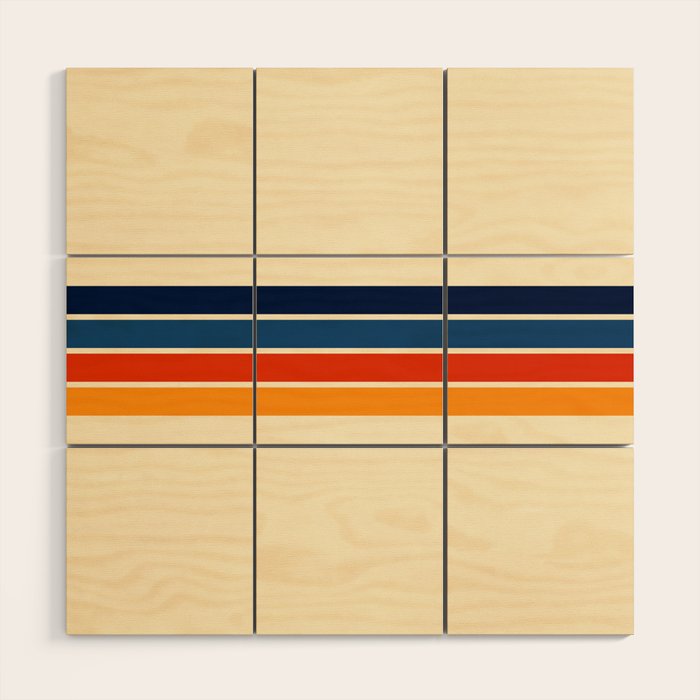 Mitsunari - Classic Retro Stripes Wood Wall Art Gallery Image 1