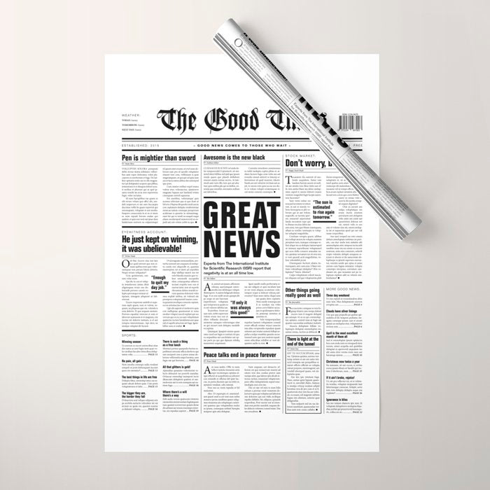 The Good Times Vol. 1, No. 1 / Newspaper with only good news Wrapping Paper Gallery Image 1