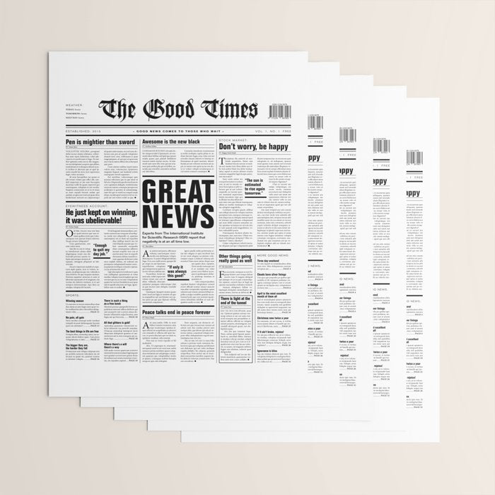 The Good Times Vol. 1, No. 1 / Newspaper with only good news Wrapping Paper Gallery Image 3