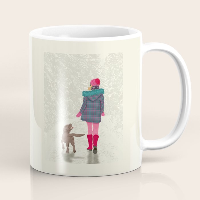 A Girl Her Dog and the Snow Coffee Mug Gallery Image 1