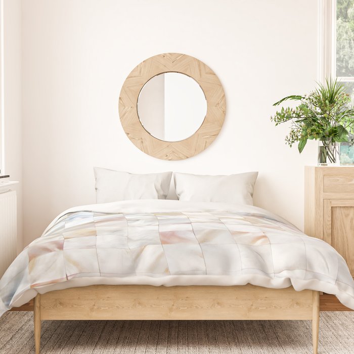 Mother of Pearl, Exotic Tiles Photography, Neutral Minimal Geometrical Graphic Design Duvet Cover Gallery Image 3