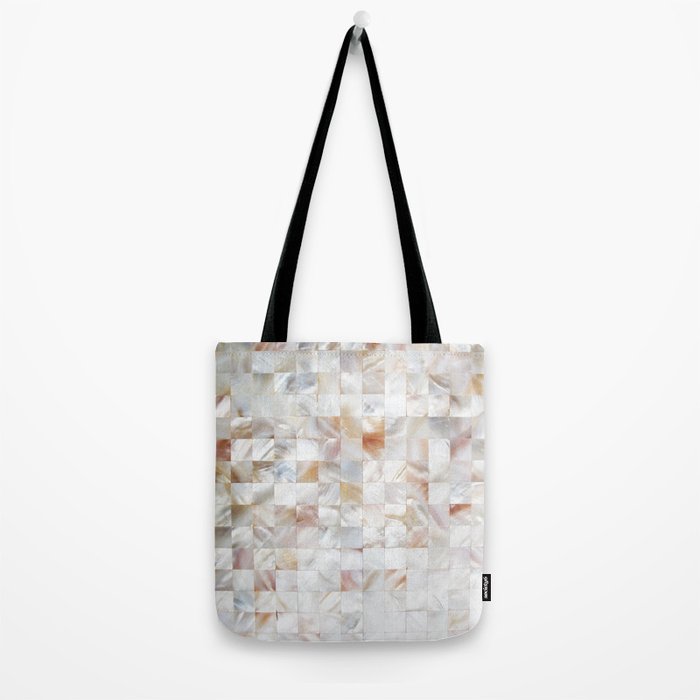 Mother of Pearl, Exotic Tiles Photography, Neutral Minimal Geometrical Graphic Design Tote Bag Gallery Image 2