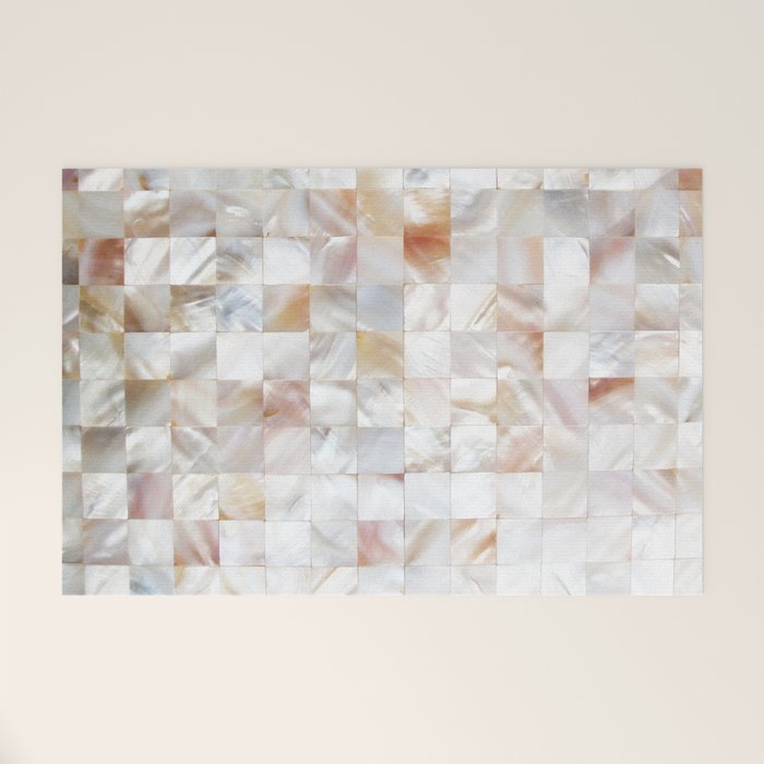 Mother of Pearl, Exotic Tiles Photography, Neutral Minimal Geometrical Graphic Design Welcome Mat Gallery Image 1