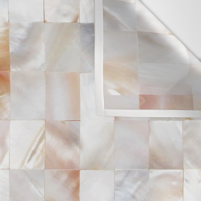 Mother of Pearl, Exotic Tiles Photography, Neutral Minimal Geometrical Graphic Design Wall Tapestry Gallery Image 3