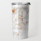 Mother of Pearl, Exotic Tiles Photography, Neutral Minimal Geometrical Graphic Design Travel Mug Gallery Image 2