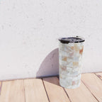 Mother of Pearl, Exotic Tiles Photography, Neutral Minimal Geometrical Graphic Design Travel Mug Gallery Image 4