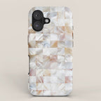 Mother of Pearl, Exotic Tiles Photography, Neutral Minimal Geometrical Graphic Design iPhone Case Gallery Image 1