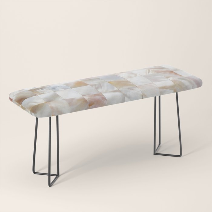 Mother of Pearl, Exotic Tiles Photography, Neutral Minimal Geometrical Graphic Design Bench Gallery Image 1