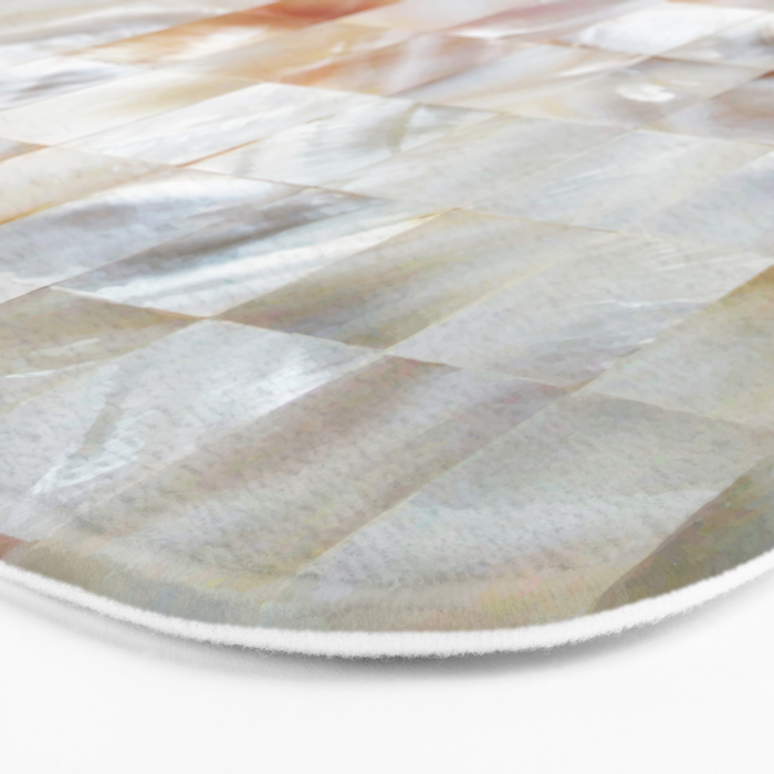 Mother of Pearl, Exotic Tiles Photography, Neutral Minimal Geometrical Graphic Design Bath Mat Gallery Image 3