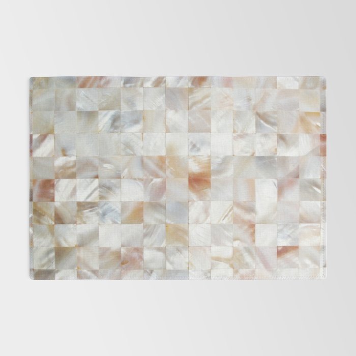 Mother of Pearl, Exotic Tiles Photography, Neutral Minimal Geometrical Graphic Design Rug Gallery Image 2