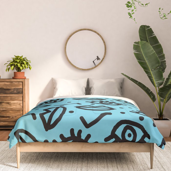 Wowzers - memphis throwback retro neon face eyes fashion print design dorm college trendy gifts Comforter Gallery Image 3