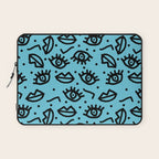 Wowzers - memphis throwback retro neon face eyes fashion print design dorm college trendy gifts Laptop Sleeve Gallery Image 1