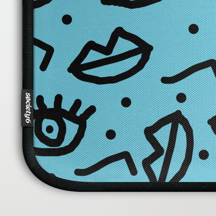 Wowzers - memphis throwback retro neon face eyes fashion print design dorm college trendy gifts Laptop Sleeve Gallery Image 3