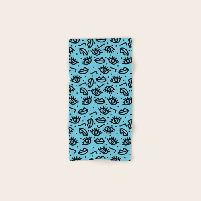 Wowzers - memphis throwback retro neon face eyes fashion print design dorm college trendy gifts Bath Towel Gallery Image 1