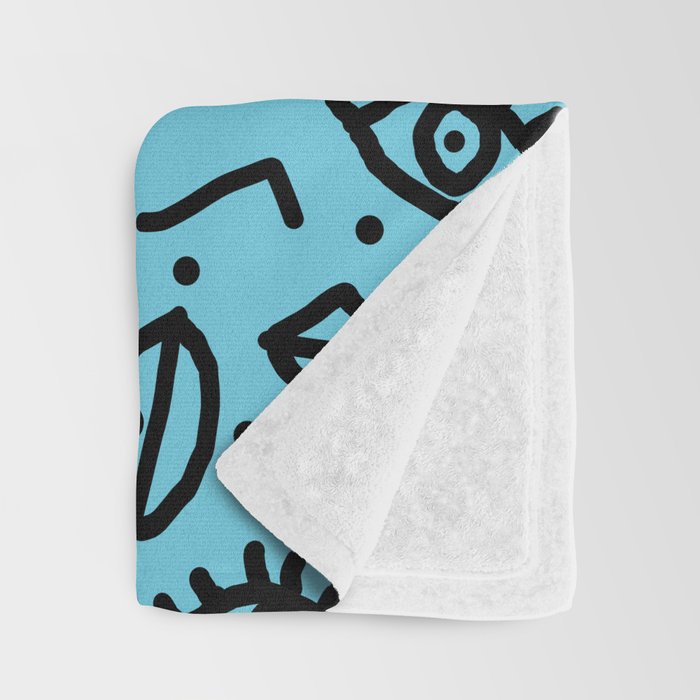 Wowzers - memphis throwback retro neon face eyes fashion print design dorm college trendy gifts Throw Blanket Gallery Image 3