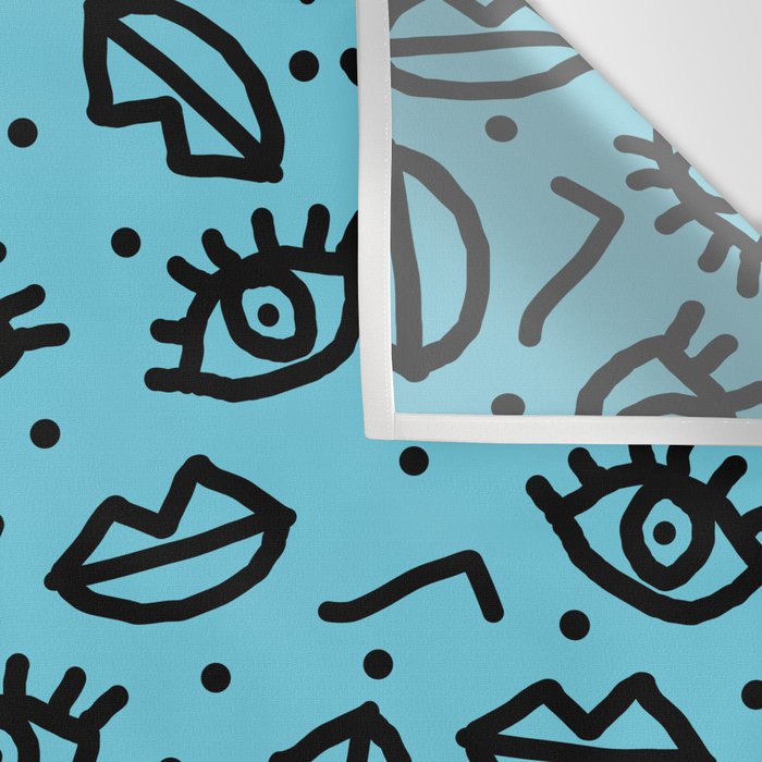 Wowzers - memphis throwback retro neon face eyes fashion print design dorm college trendy gifts Wall Tapestry Gallery Image 3