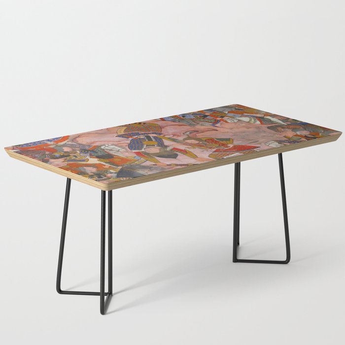 Antique Persian Art Battle Scene Coffee Table Gallery Image 1