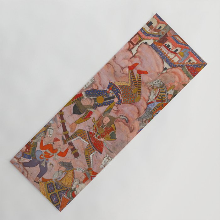 Antique Persian Art Battle Scene Yoga Mat Gallery Image 1