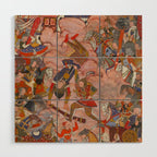 Antique Persian Art Battle Scene Wood Wall Art Gallery Image 1