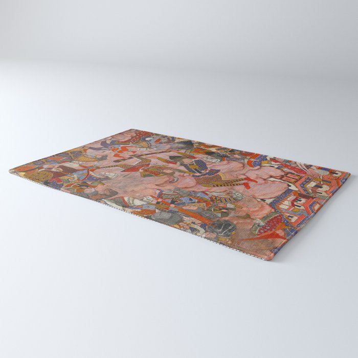 Antique Persian Art Battle Scene Rug Gallery Image 3