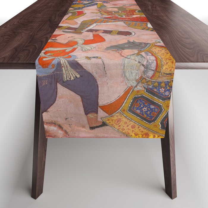 Antique Persian Art Battle Scene Table Runner Gallery Image 1