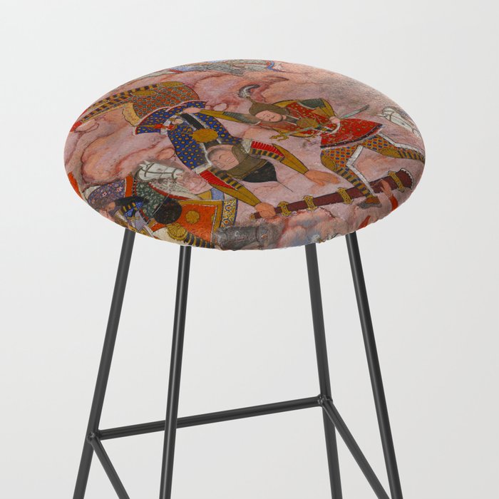 Antique Persian Art Battle Scene Stool Gallery Image 2