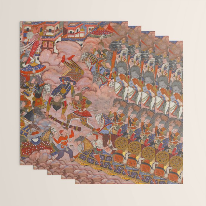 Antique Persian Art Battle Scene Wrapping Paper Gallery Image 3