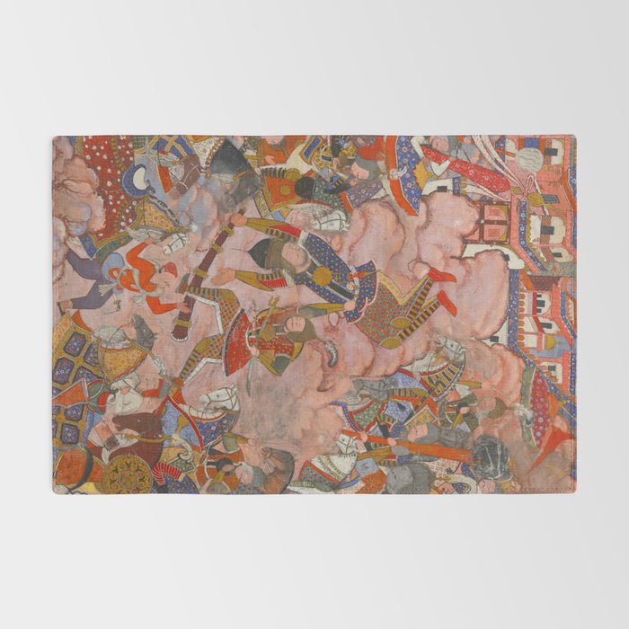 Antique Persian Art Battle Scene Rug Gallery Image 2