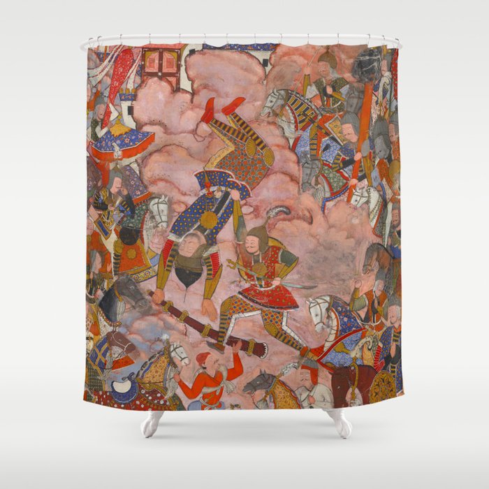 Antique Persian Art Battle Scene Shower Curtain Gallery Image 1