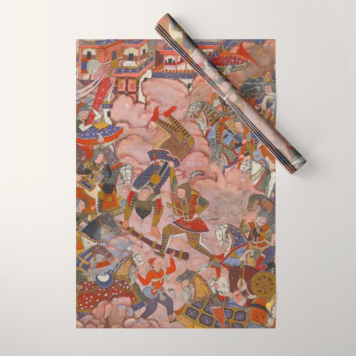 Antique Persian Art Battle Scene Wrapping Paper Gallery Image 1